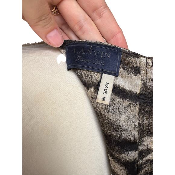 Lanvin Silk Blend Black Silver Metallic Animal Print Sheath Dress - FR36 / US 6 - Picture 8 of 10